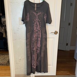 Magnolia Pearl Gray and Pink Graphic Maxi Dress ( Mother Mary)